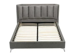 Vente-unique Tweepersoonsbed-Bed 160 X 200 Cm Met Gewatteerd Hoofdbord - Stof - Grijs - Funiti