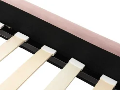 Vente-unique Tweepersoonsbed-Bed 140 X 190 Cm Met Hoofdbord Met Golfpatroon - Velours - Oudroze + Matras - Sagali