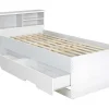 Vente-unique Kinderbed-Bed Boris Met Laden En Opbergruimte - Wit - 90X190 Cm