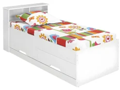 Vente-unique Kinderbed-Bed Boris Met Laden En Opbergruimte - Wit - 90X190 Cm