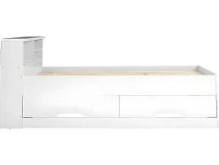 Vente-unique Kinderbed-Bed Boris Met Laden En Opbergruimte - Wit - 90X190 Cm