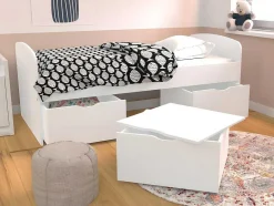 Vente-unique Kinderbed-Bed Louane Met 2 Lades En 1 Opbergruimte - 90 X 190 Cm - Wit