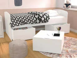 Vente-unique Kinderbed-Bed Louane Met 2 Lades En 1 Opbergruimte - 90 X 190 Cm - Wit