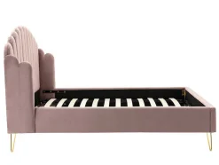 Vente-unique Tweepersoonsbed-Bed Met Glooiend Hoofdeinde - 140 X 190 Cm - Fluweel - Oud Roze - Sagali