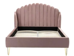 Vente-unique Tweepersoonsbed-Bed Met Glooiend Hoofdeinde - 140 X 190 Cm - Fluweel - Oud Roze - Sagali