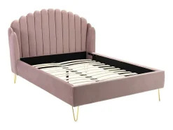 Vente-unique Tweepersoonsbed-Bed Met Glooiend Hoofdeinde - 140 X 190 Cm - Fluweel - Oud Roze - Sagali