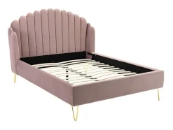 Vente-unique Tweepersoonsbed-Bed Met Glooiend Hoofdeinde - 160 X 200 Cm - Fluweel - Oud Roze - Sagali