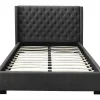 Vente-unique Aanbiedingen: Slaapkamer & Kantoor-Bed Met Hoofdbord Met Capitonnage - 140 X 200 Cm - Stof - Grijs - Massimo
