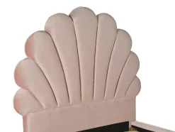 Vente-unique Kinderbed-Bed Met Hoofdeinde In Schelpvorm90X190 Cm - Fluweel - Roze - Met Matras - Moana