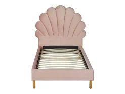 Vente-unique Kinderbed-Bed Met Hoofdeinde In Schelpvorm90X190 Cm - Fluweel - Roze - Met Matras - Moana