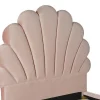 Vente-unique Kinderbed-Bed Met Hoofdeinde In Schelpvorm 90 X 190 Cm - Fluweel - Roze - Moana