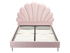 Vente-unique Aanbiedingen: Slaapkamer & Kantoor-Bed Met Hoofdeinde In Schelpvorm - 160 X 200 Cm - Fluweel - Roze - Livaya