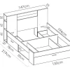 Vente-unique Tweepersoonsbed-Bed Met Hoofdeinde Met Opbergruimte En Lades - 140 X 190 Cm - Kleur: Wit + Bedbodem + Matras - Leandre