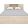 Vente-unique Aanbiedingen: Slaapkamer & Kantoor-Bed Met Hoofdeinde, Opbergruimte En Lades - 160 X 200 Cm - Eikenkleur - Leandre