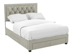 Vente-unique Fluwelen Bed-Bed Met Lades - Fluweel Champagnekleur - 140X190 Cm - Leopold