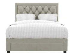Vente-unique Fluwelen Bed-Bed Met Lades - Fluweel Champagnekleur - 140X190 Cm - Leopold
