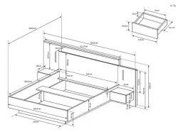 Vente-unique Tweepersoonsbed-Bed Met Nachtkastjes 160 X 200 Cm - 2 Laden - Met Led'S - Kleur : Naturel En Antraciet - Francoli