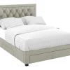 Vente-unique Fluwelen Bed-Bed Met Opbergruimte - Stof - Kleur: Champagne - 180 X 200 Cm - Leopold