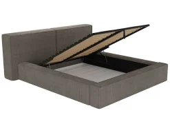 PASCAL MORABITO Fluwelen Bed-Bed Met Opbergruimte 180 X 200 Cm - Ribfluweel - Taupe + Matras - Timano