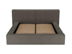 PASCAL MORABITO Fluwelen Bed-Bed Met Opbergruimte 180 X 200 Cm - Ribfluweel - Taupe + Matras - Timano