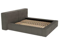 PASCAL MORABITO Fluwelen Bed-Bed Met Opbergruimte 180 X 200 Cm - Ribfluweel - Taupe + Matras - Timano