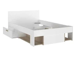 Vente-unique Tweepersoonsbed-Bed Met Opbergruimte 120 X 190 Cm Wit En Houtlook Kinselia