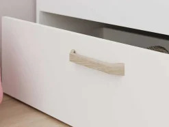 Vente-unique Tweepersoonsbed-Bed Met Opbergruimte 120 X 190 Cm Wit En Houtlook Kinselia