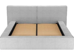 PASCAL MORABITO Fluwelen Bed-Bed Met Opbergruimte 180 X 200 Cm - Ribfluweel - Lichtgrijs + Matras - Timano