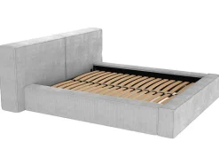PASCAL MORABITO Fluwelen Bed-Bed Met Opbergruimte 180 X 200 Cm - Ribfluweel - Lichtgrijs + Matras - Timano