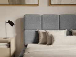 PASCAL MORABITO Tweepersoonsbed-Bed Met Opbergruimte 160 X 200 Cm - Stof Met Textuur - Grijs - Damado Van