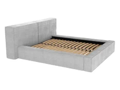 PASCAL MORABITO Fluwelen Bed-Bed Met Opbergruimte 180 X 200 Cm - Ribfluweel - Lichtgrijs - Timano - Van