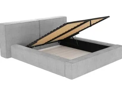 PASCAL MORABITO Fluwelen Bed-Bed Met Opbergruimte 180 X 200 Cm - Ribfluweel - Lichtgrijs - Timano - Van
