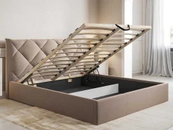 PASCAL MORABITO Fluwelen Bed-Bed Met Opbergruimte 160 X 200 Cm - Velours - Beige - Stari Van - Van