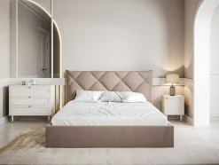 PASCAL MORABITO Fluwelen Bed-Bed Met Opbergruimte 160 X 200 Cm - Velours - Beige - Stari Van - Van
