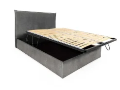 PASCAL MORABITO Tweepersoonsbed-Bed Met Opbergruimte 140 X 200 Cm - Velours - Grijs - Soryo - Van