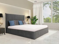 PASCAL MORABITO Tweepersoonsbed-Bed Met Opbergruimte 140 X 200 Cm - Velours - Grijs - Soryo - Van
