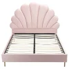 Vente-unique Fluwelen Bed-Bed Met Schelpvorm 140 X 190 Cm - Velours - Roze - Livaya