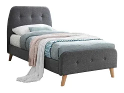 Vente-unique Aanbiedingen: Slaapkamer & Kantoor-Bed Romeo Met Gestoffeerde Hoofdeinde - 90 X 190 Cm - Grijze Stof