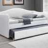 Vente-unique Bed Met Slaaplade-Bedbank Met Uitschuifbed Mathilde - 2 X 90 X 190Cm - Kunstleer - Wit