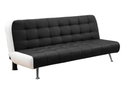 Vente-unique Klik-Klak En Bz Slaapbank-Bedbank Van Kunstleer Murni En Poef - Zwart