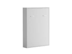 Vente-unique Tweepersoonsbed-Bedkast 160 X 200 Cm Verticaal Manueel Te Openen Wit Met Matras Malina Ii