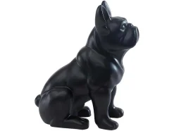 OZAIA Standbeeld-Beeld Van Franse Bulldog - Hars - L. 27 X B. 16 X H. 32 Cm - Mat Zwart - Doggo
