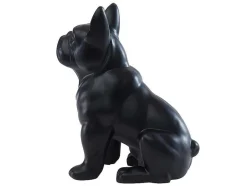 OZAIA Standbeeld-Beeld Van Franse Bulldog - Hars - L. 27 X B. 16 X H. 32 Cm - Mat Zwart - Doggo