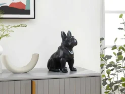 OZAIA Standbeeld-Beeld Van Franse Bulldog - Hars - L. 27 X B. 16 X H. 32 Cm - Mat Zwart - Doggo