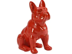 OZAIA Standbeeld-Beeld Van Franse Bulldog - Hars - L. 27 X B. 16 X H. 32 Cm - Rood - Doggo
