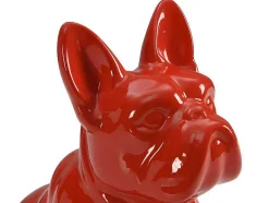 OZAIA Standbeeld-Beeld Van Franse Bulldog - Hars - L. 27 X B. 16 X H. 32 Cm - Rood - Doggo
