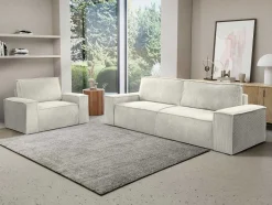 Vente-unique Fauteuil Stof Fluweel / Suedine-Beige Fauteuil Van Ribfluweel Amelia