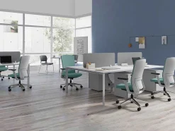 Workēa Kantoormeubilair-Benchbureau Voor 4 Personen - Wit - L120 Cm - Met Afscheidingen - Downtown