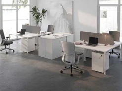 Workēa Kantoormeubilair-Benchbureau Voor 2 Personen - Wit - L160 Cm - Met Afscheiding - Downtown