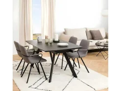 Vente-unique Eettafel-Berry Eetkamertafel 97X160/240Cm Met Extra Plaat Zwart.